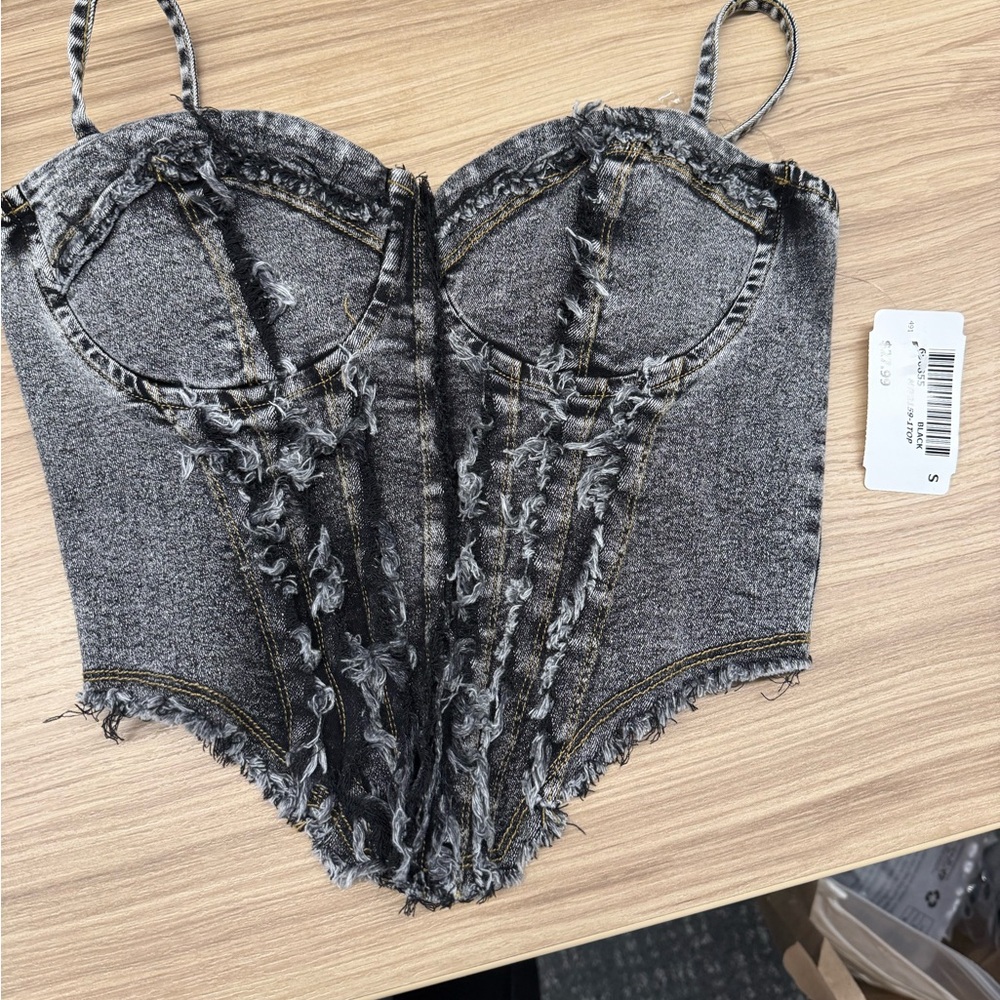 Mystique Boutique Distressed Charcoal Bodysuit